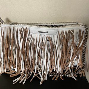 Rebecca Minkoff White Leather Purse with Fringe